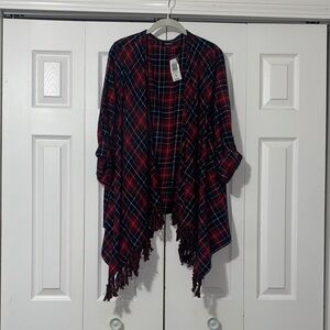 Torrid Red Plaid Flannel Drape Jacket Top